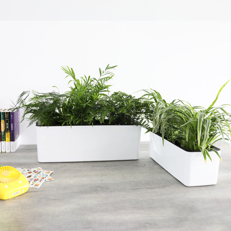Pot à fleurs en plastique rectangulaire auto-arrosage