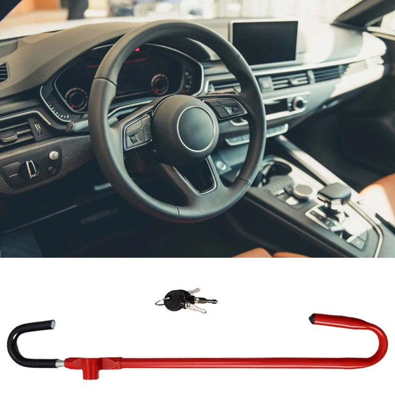 Volant de voiture à pédale serrure antivol dispositif Twin Crochet avec 2 clés rouge