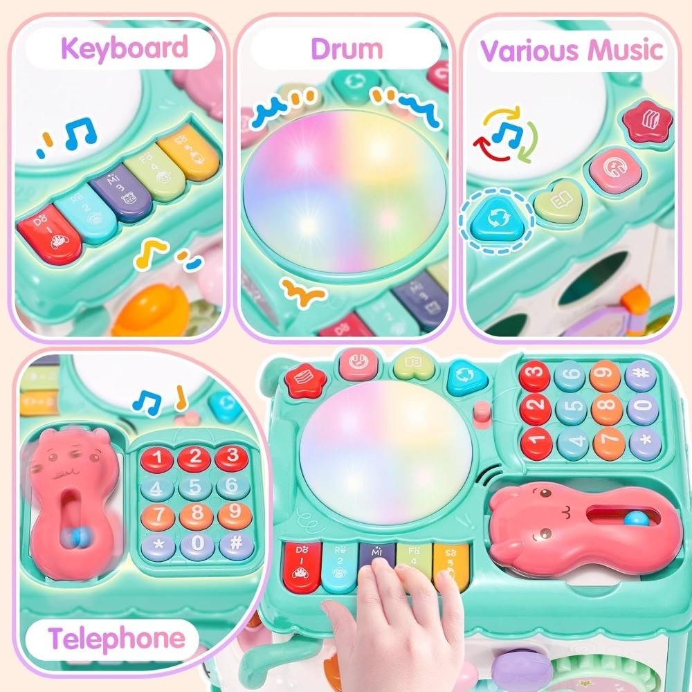 Jeu de jouets de bus d'activité bébé 6-en-1 Multifonctionnel d'apprentissage musical Bus comprend Mini voiture et