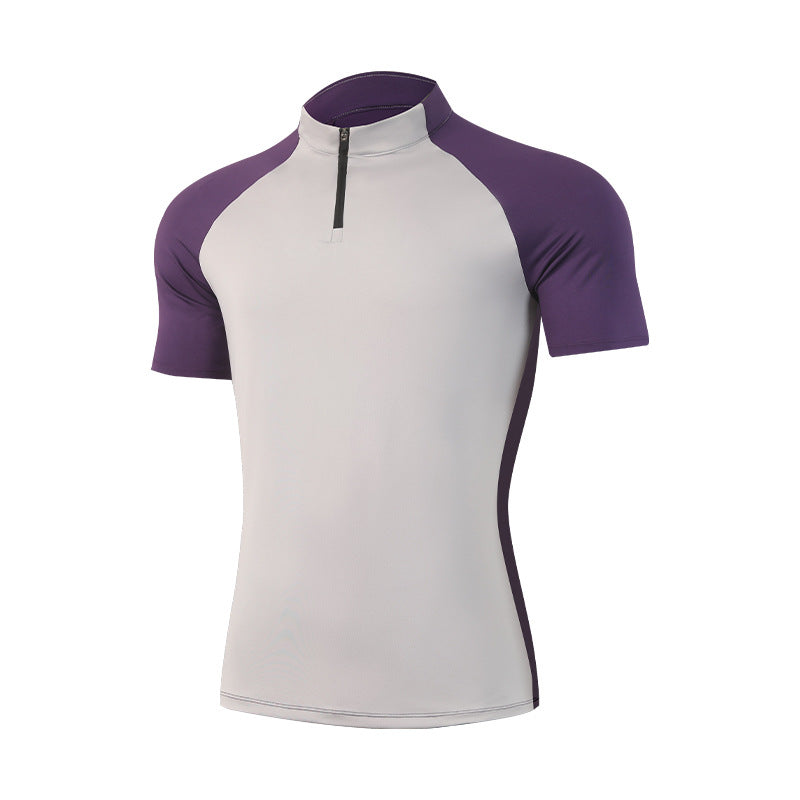 T-shirt à manches courtes homme avec un collier à demi-zip