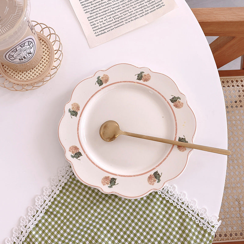 Retro American Pastoral Style Rose Edge Assiette en céramique