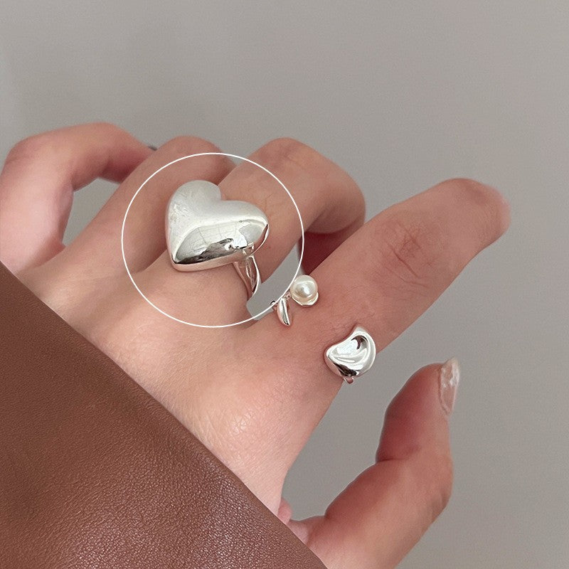 925 Argent Sterling Irrégulier Anneau Géométrique Femme Année Niche Design Sens Mode P