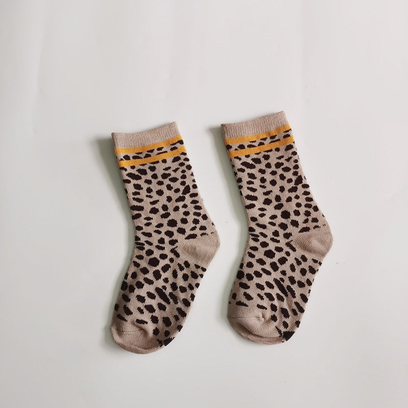 Leopard-print Plaid Coffee-colored chaussons enfants