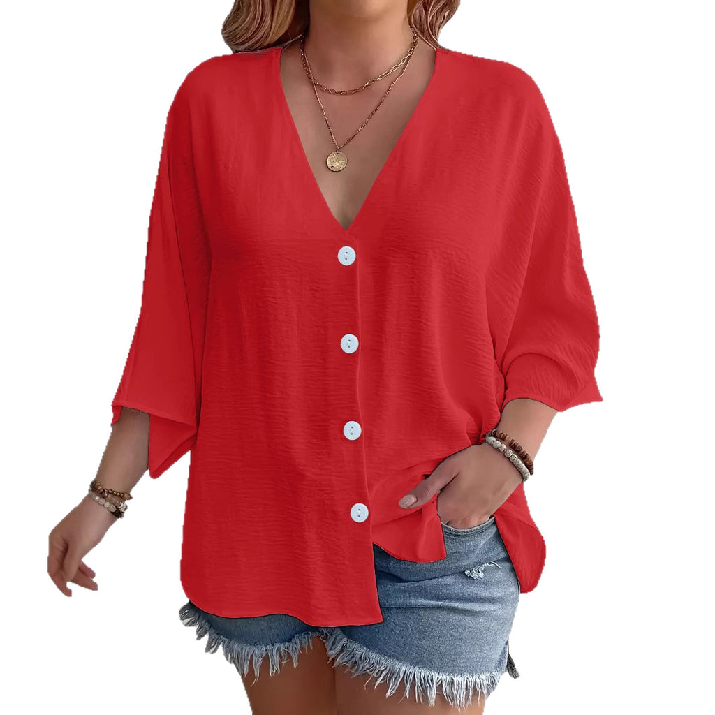 Printemps et automne Station indépendante européenne et américaine Amazon Vêtements pour femmes V-Neck