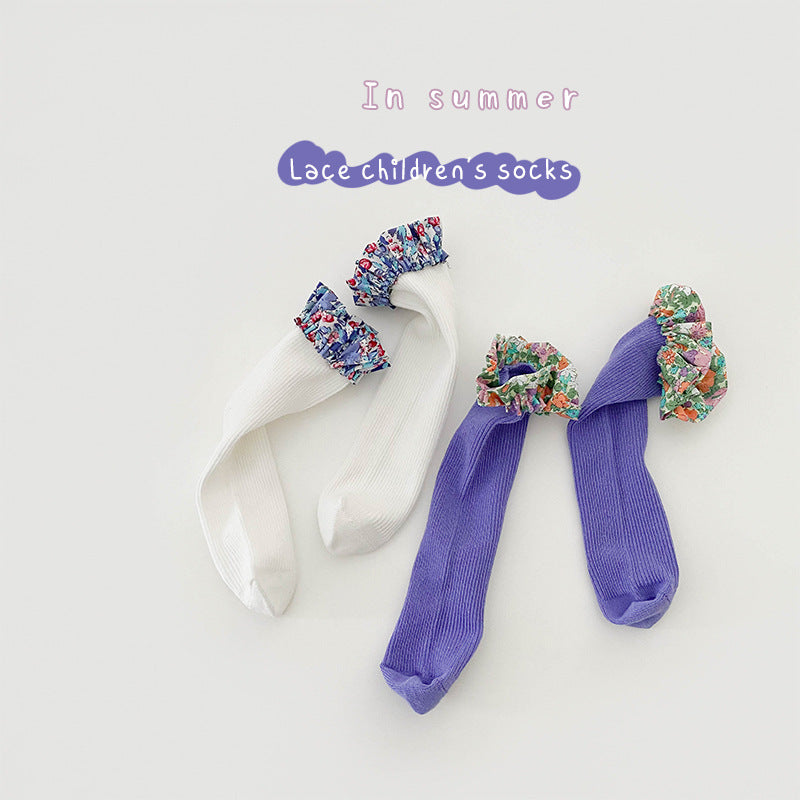 Le printemps et l'été version coréenne de la fine section de la dentelle princesse calf chaussettes