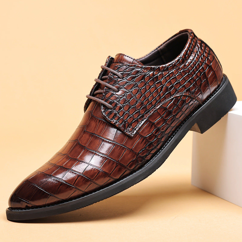 Hommes Business Casual Shoes Fish Grain British Leather Shoes