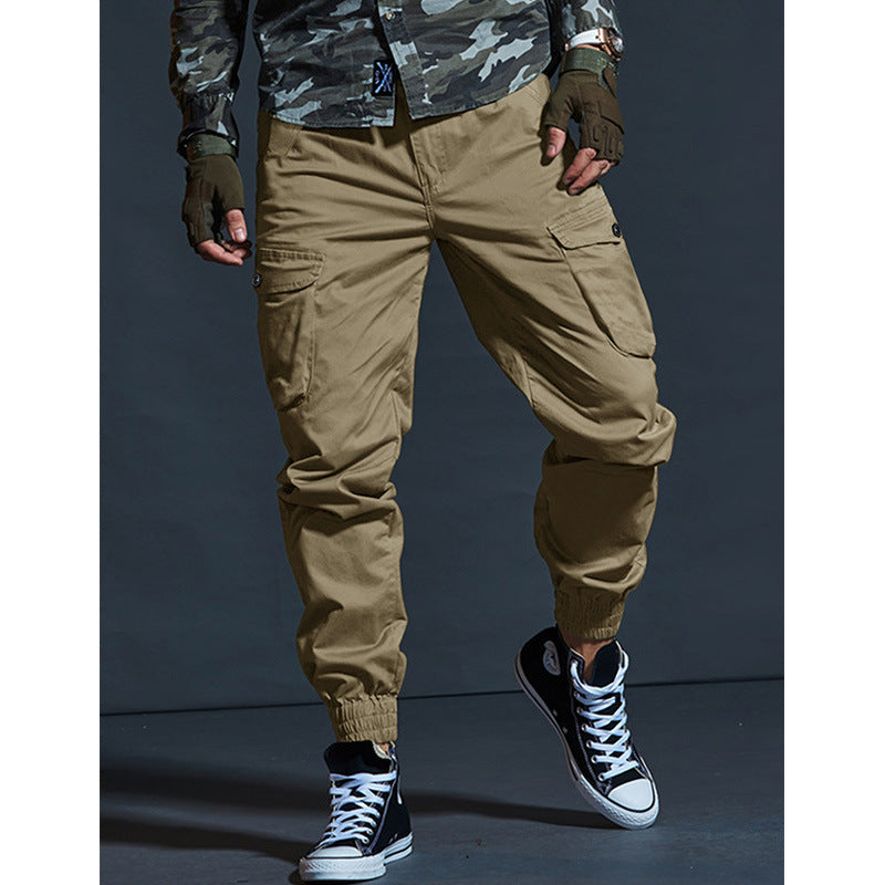 Pantalons de travail multi-poches pour hommes Slim-fit