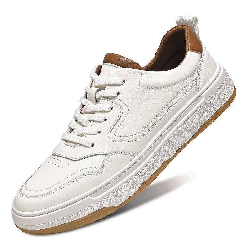 Blanc Homme à deux couches Cowhide Automne Hommes Sneaker Coréen Mode Chaussures Casual