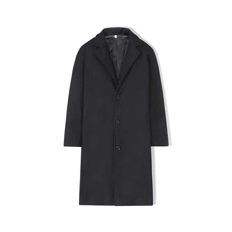 Mens Mi-longueur Loose-fit Solid-colore Trench Coat