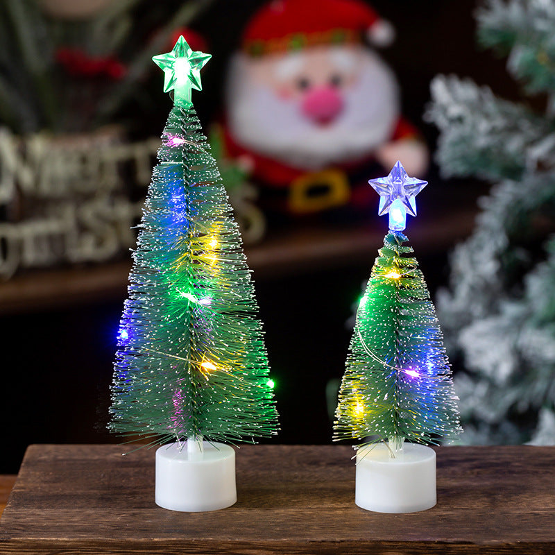 Mini arbre de Noël de simulation avec aiguilles de pin blanc Décorations de Noël Lumi coloré