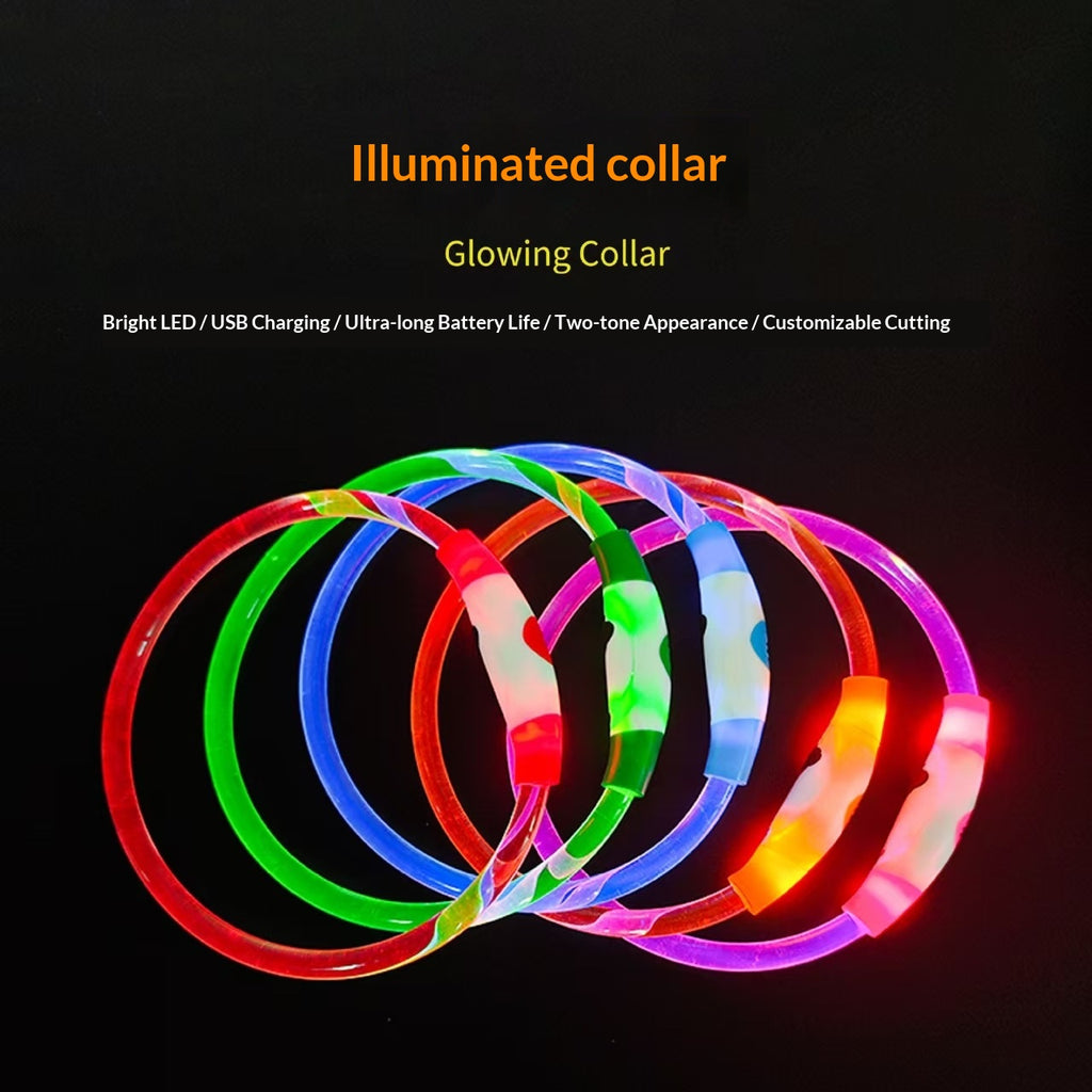 Fermoir de fibre optique haute transparence Émettant la lumière Collier LED rechargeable
