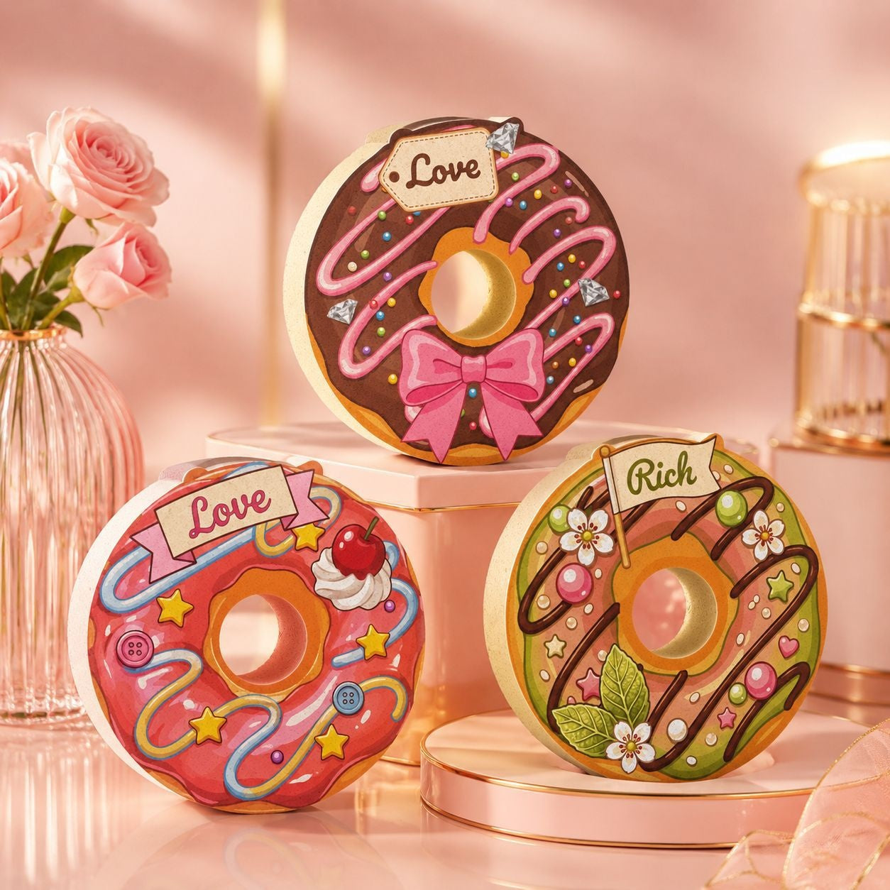 Boîte cadeau créative à éponge en forme de donut