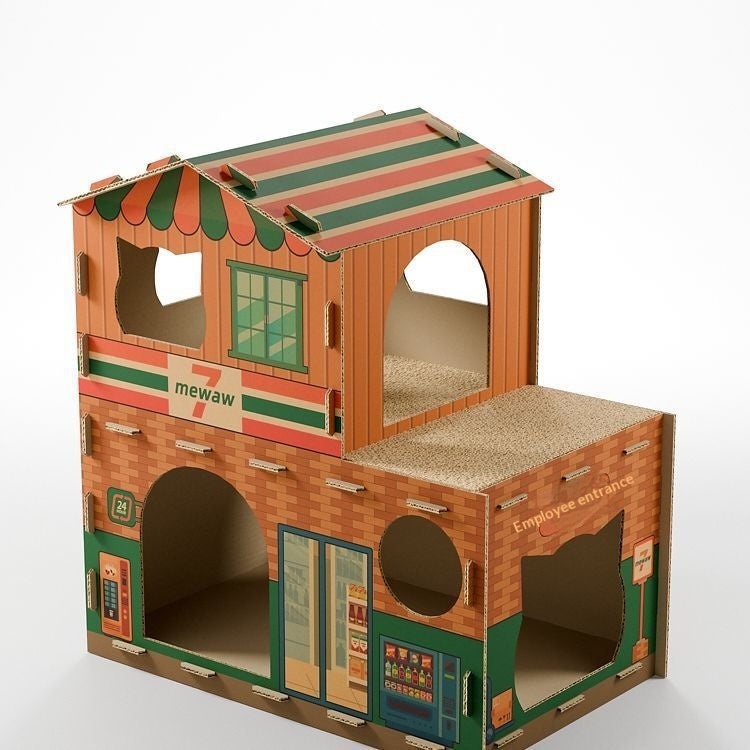 Chat Villa All-in-One Scratching Post & BedThickened Corrugated Paper Scratch Toy