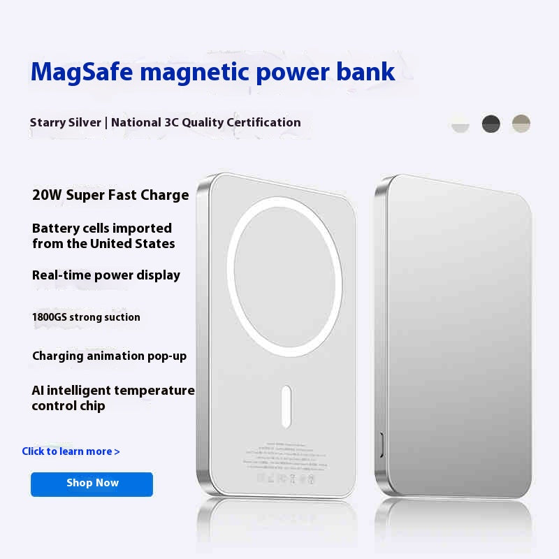 Petite banque de puissance magnétique portable de grande capacité Mini