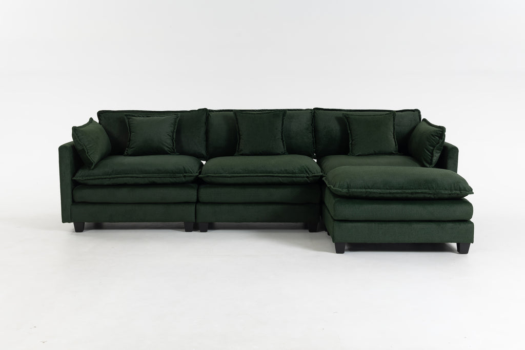 Moderne 3 places avec pouf 113,77" Canapé sectionnel avec oreillers de taille