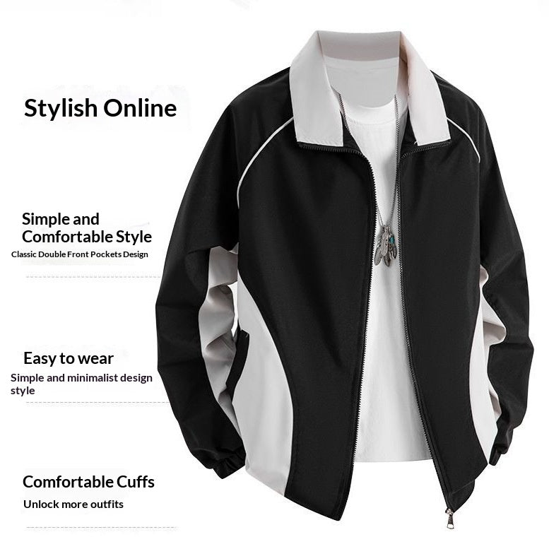 Manteau d'automne de couleur-bloc de couleur pour hommes