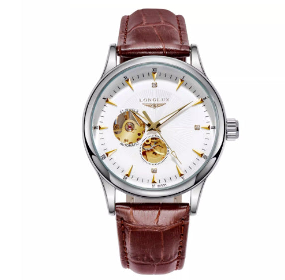 Montre en cuir véritable étanche avec un mouvement mécanique entièrement automatique