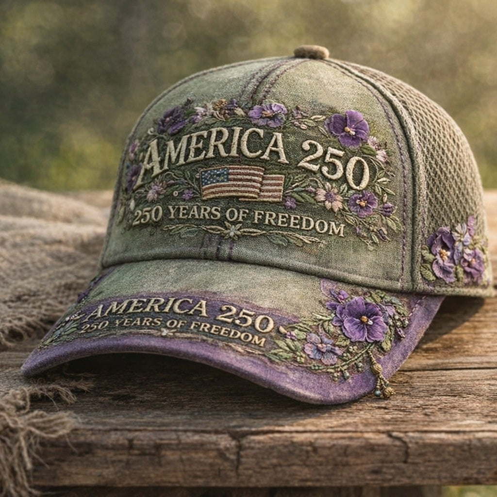 L'Amérique 250ème anniversaire Rose 3D imprimé Casquette de baseball pour les voyages quotidiens et l'indépendance