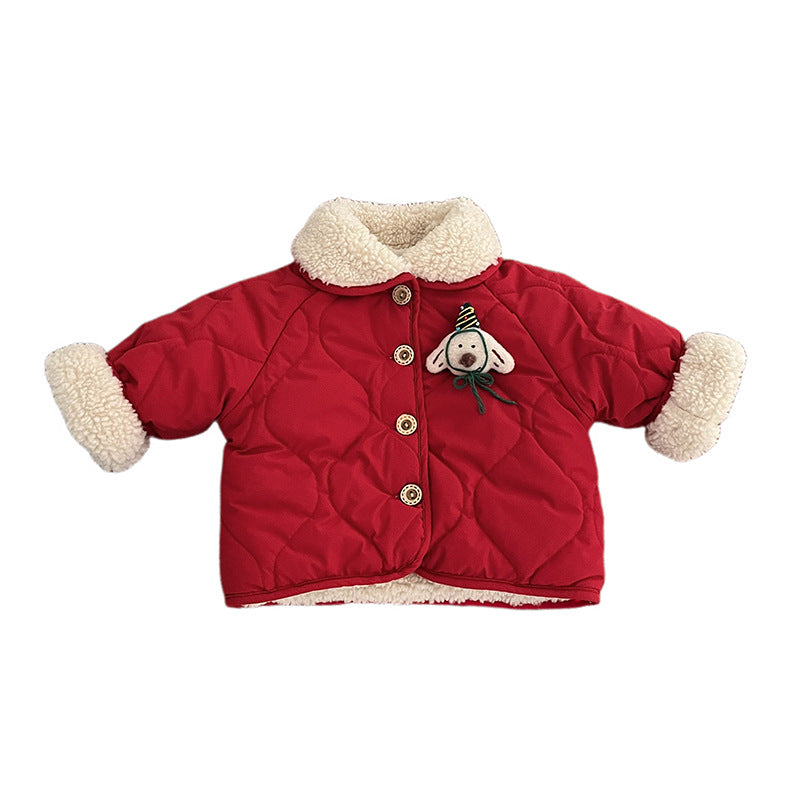 Garçons Red Year Outfit Set Hiver Super mignon rembourré