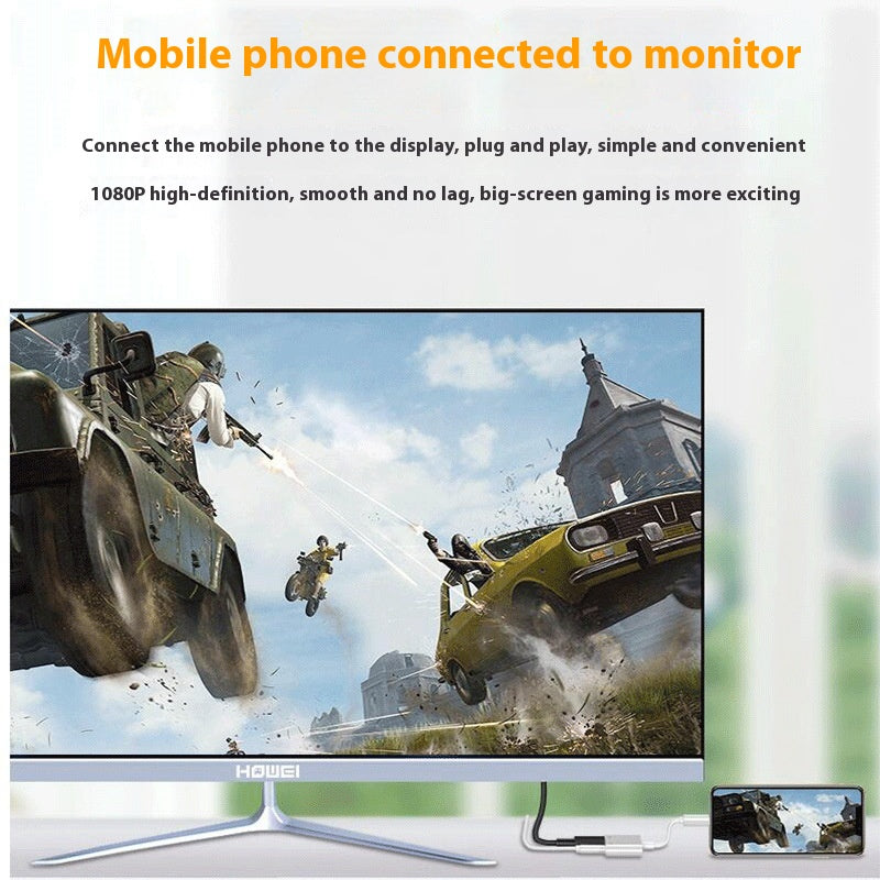 Même écran avec téléphone mobile convertisseur HD câble adaptateur