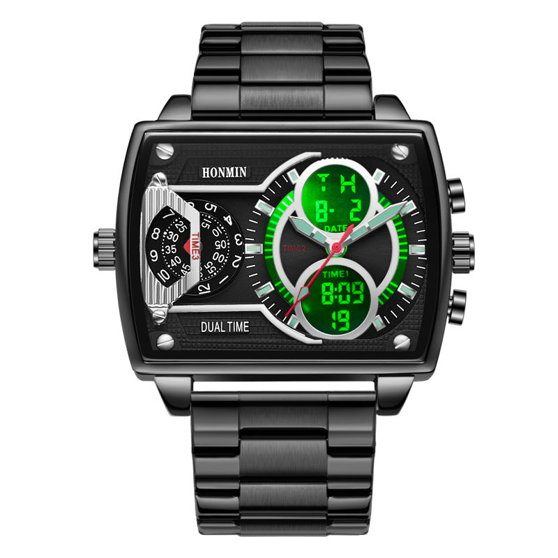 Montre sport à double affichage à trois zones lumineuses résistant à l'eau