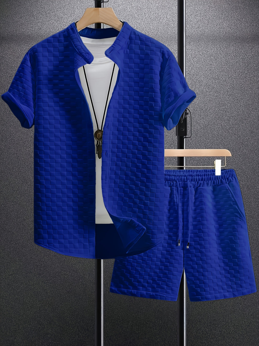 Chemise à manches courtes Jacquard pour hommes