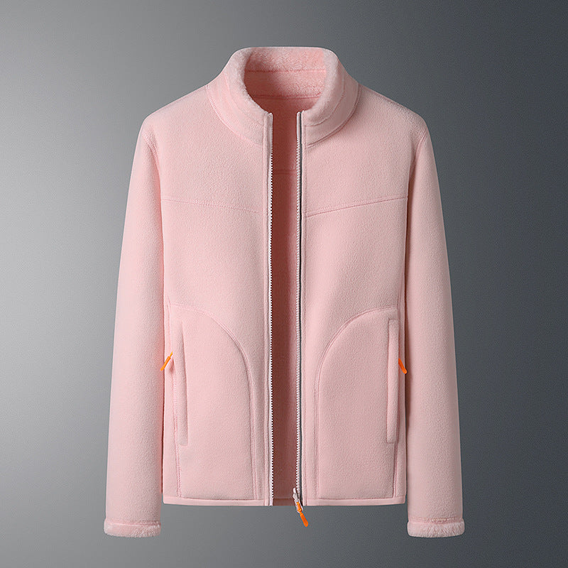 Veste polaire à deux faces en velours de corail à deux faces en polaire de style cachemire