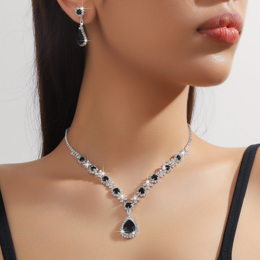 Bijoux de mariée femmes ensemble européen et américain cristal goutte d'eau