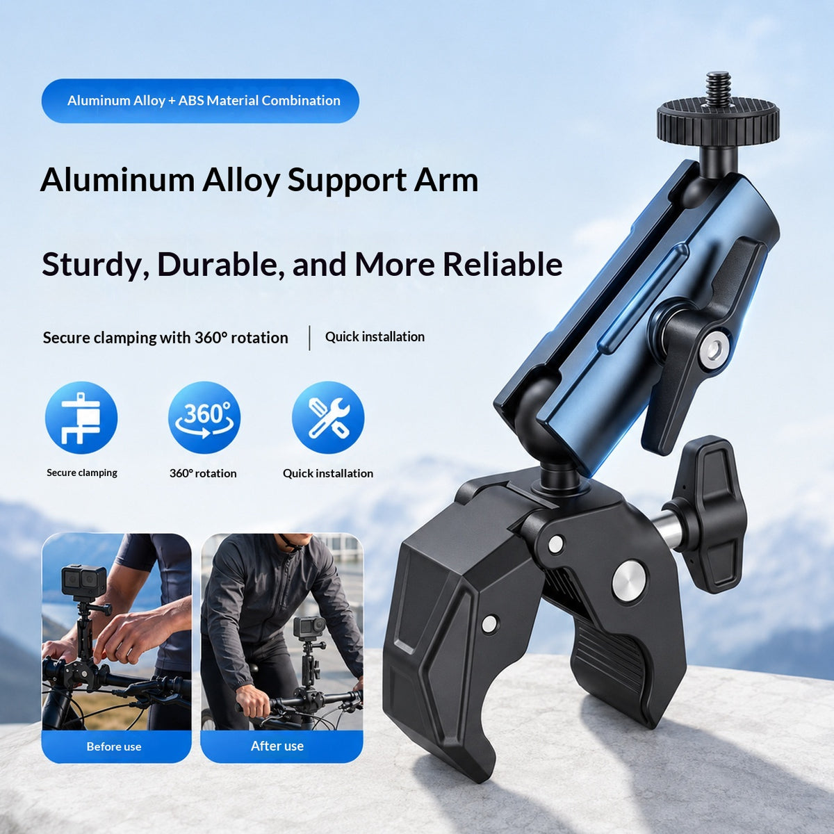 Motorcycle Riding Kickstand Mount Base Camera Accessory