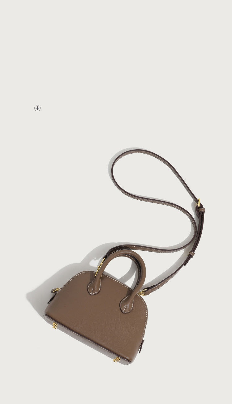 Sac Shell Sac Bolide Sac de Bowling Sac à épaule Sac à main Boston Sac pour femmes - Brown