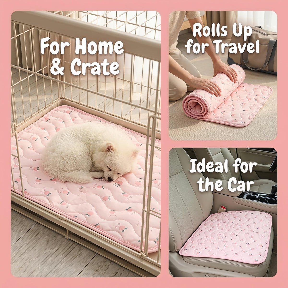 Tapis auto-refroidissant pour chiens et chats Pad de refroidissement pliable d'été avec impression de fruits lavable