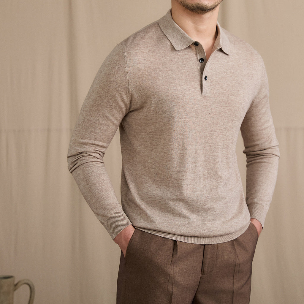 Chemise Polo Retro Slim-Fit Chaud Laine Top pour l'automne et l'hiver