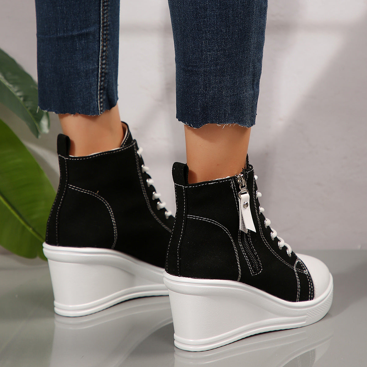 Femmes Mode Versatile Haut-Haut Casual Chaussures en toile