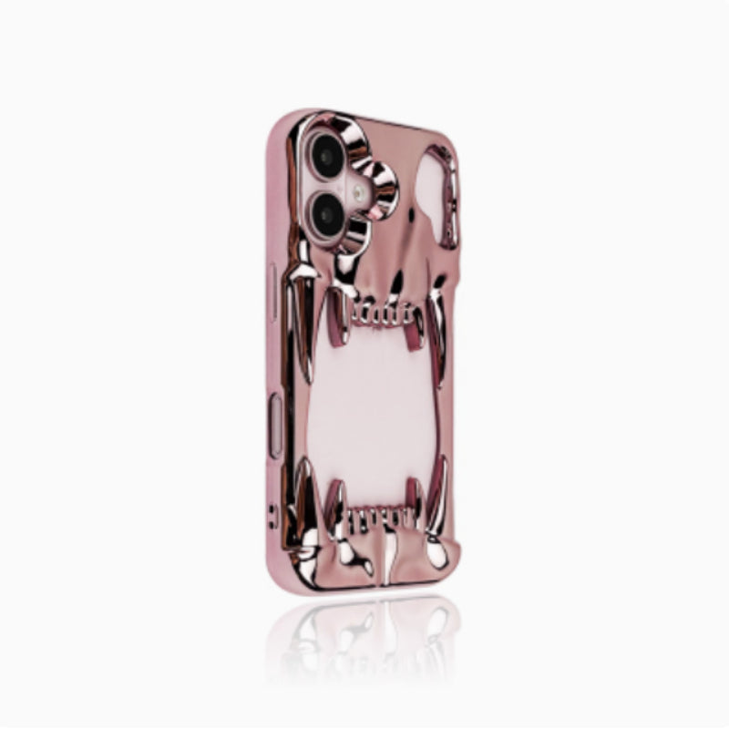 Electroplating Argent brillant Crâne creux Tiger dent téléphone mobile Case