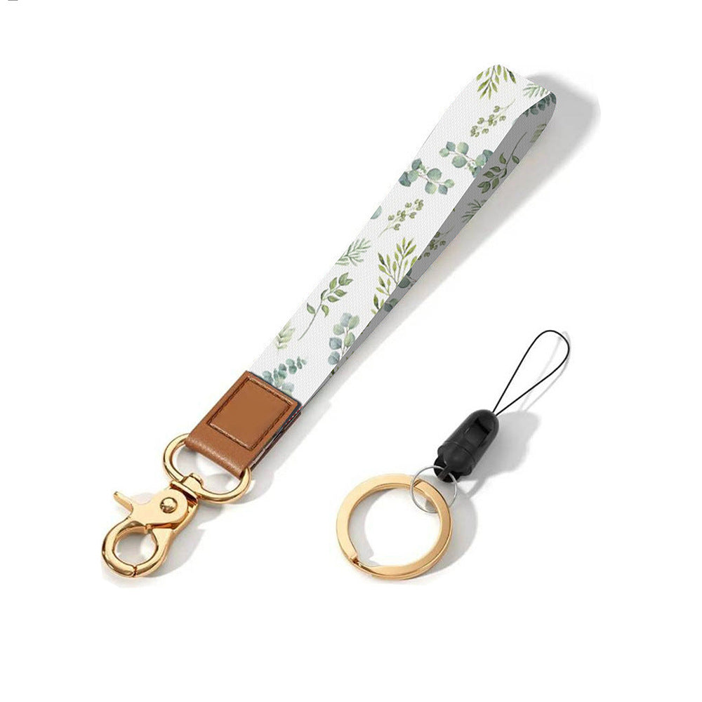 Leather-Polyester Wrist-Neck Lanyard porte-clés à double usage