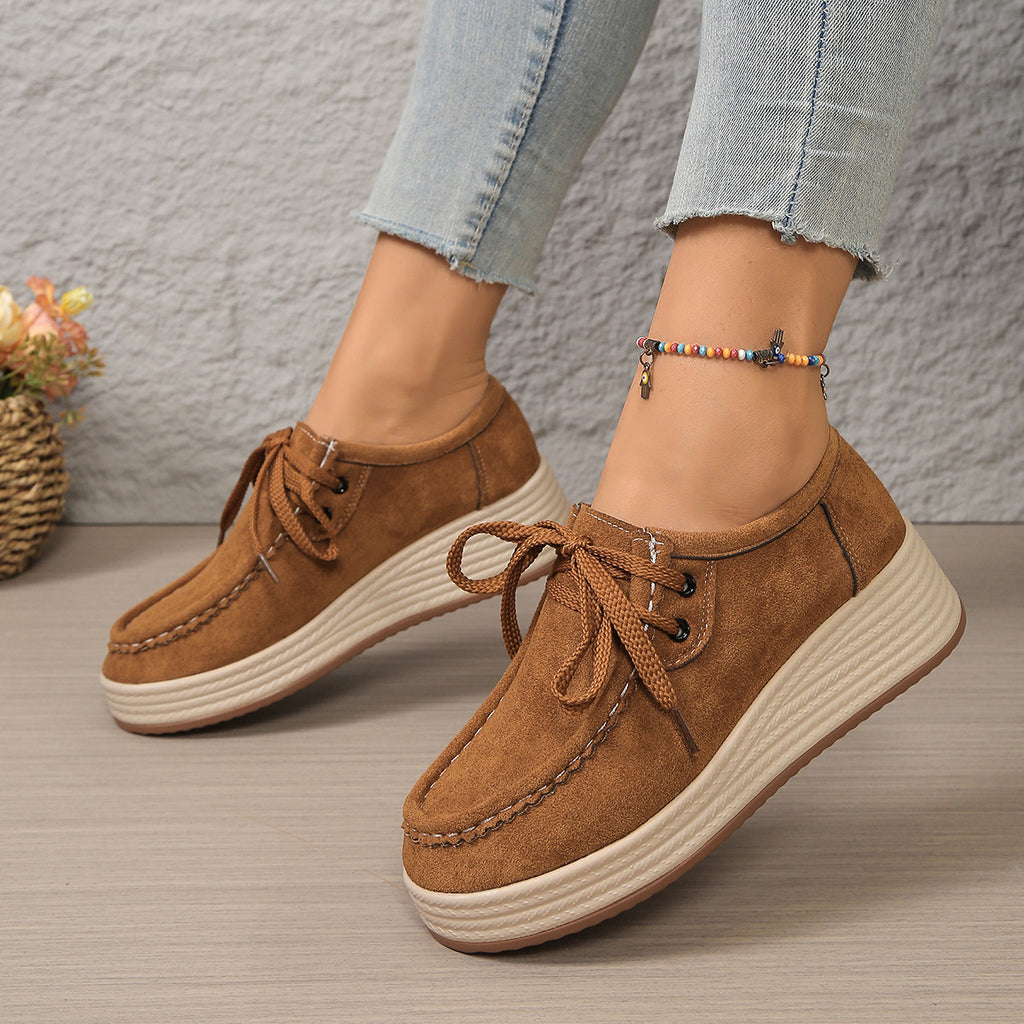 Pompes européennes et américaines à chunky-soled femmes avec des lacets avant Casual Chunky-soled