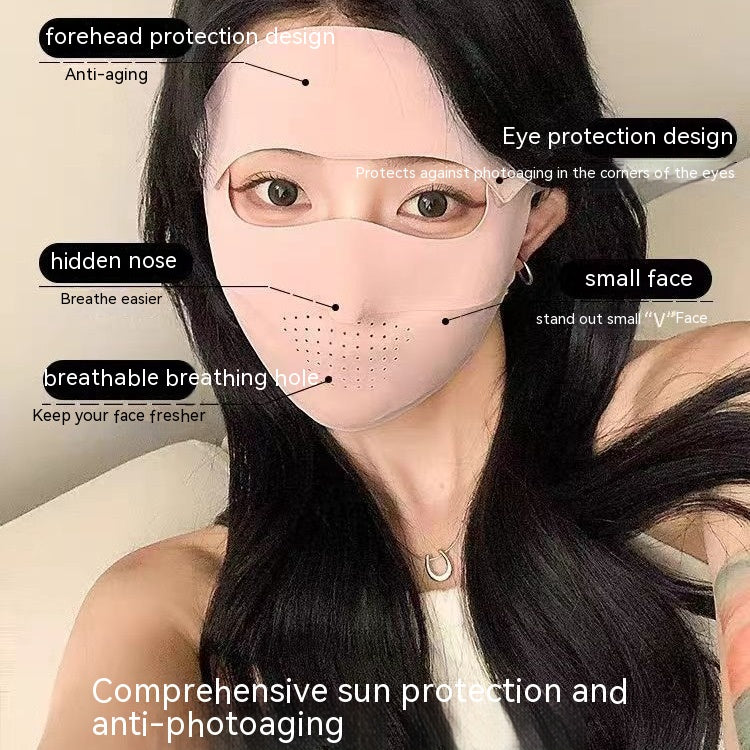 Facekini Masque plein visage écran solaire Respirant mince soie glacée