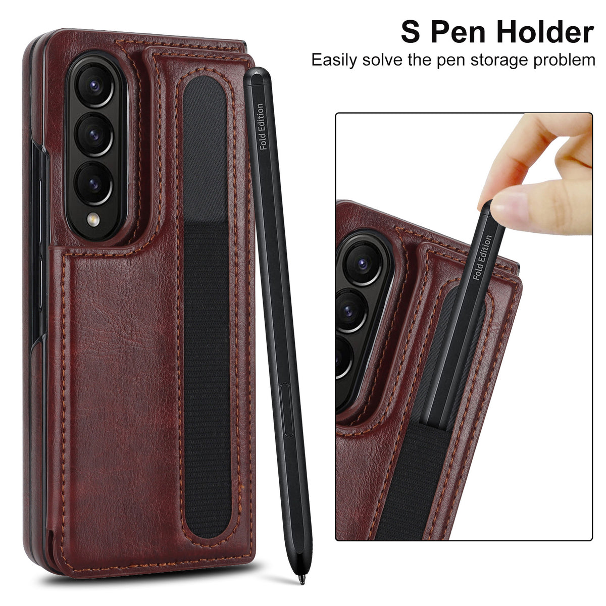 Coquille de protection en cuir pour téléphone portable pliant