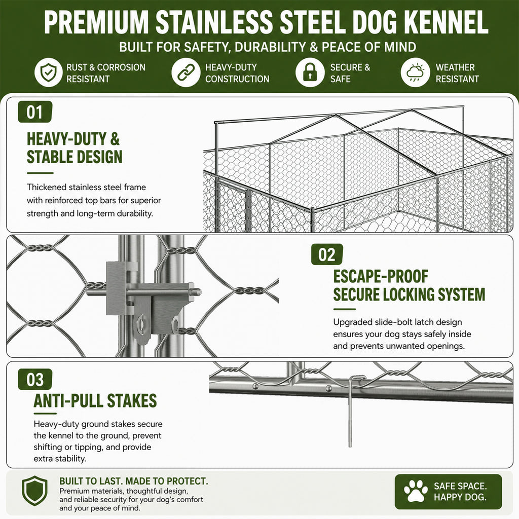 15x10 FT Grand Kennel de chien extérieur avec Canopy