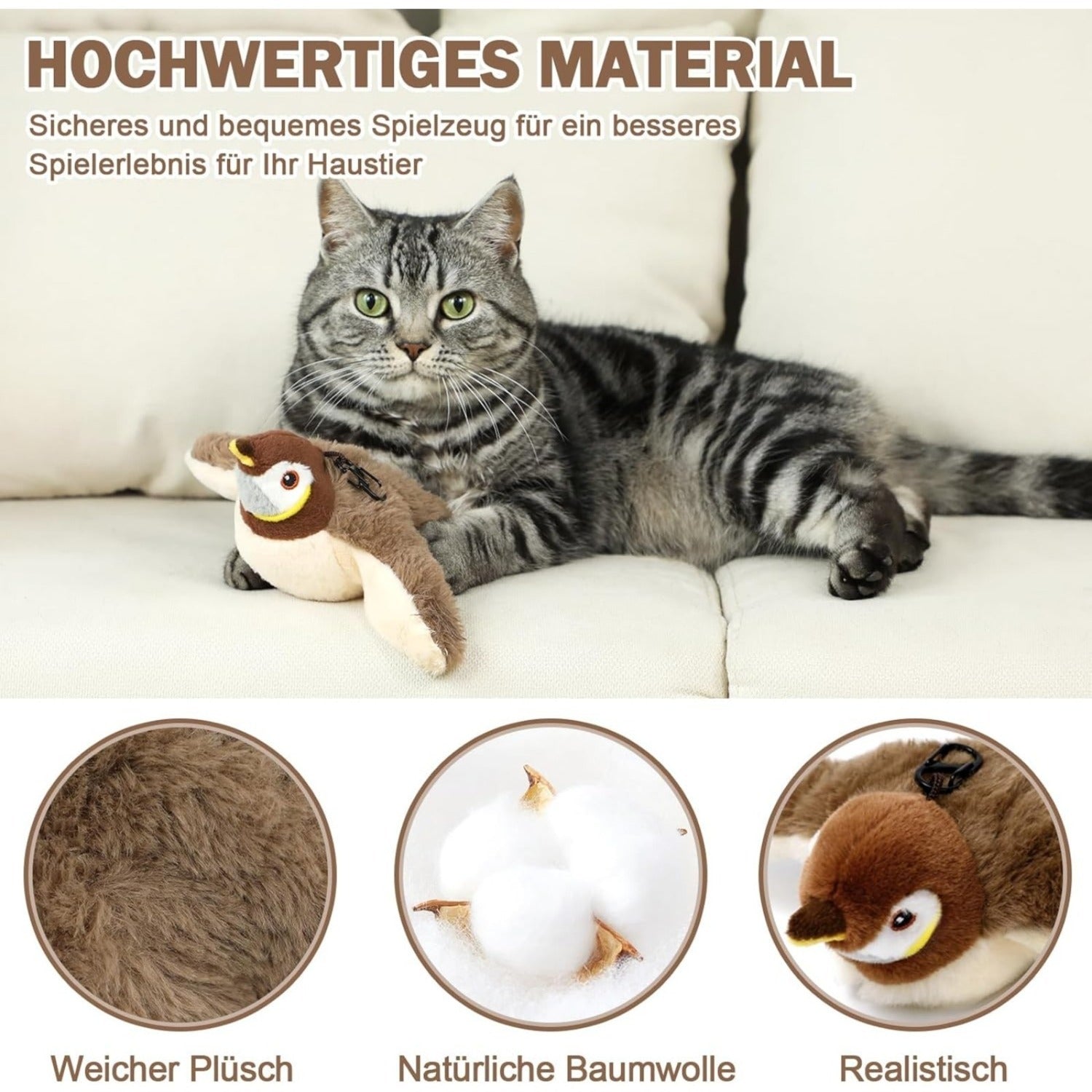 Jouet chat électrique TGFIX Bird pour self-play - Jouet chat automatique interactif avec Catnip