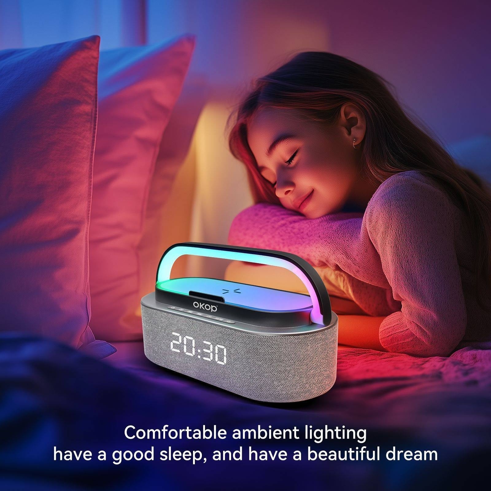 KP-578 Haut-parleur Bluetooth sans fil vendu à chaud avec réveil et charge sans fil Featu