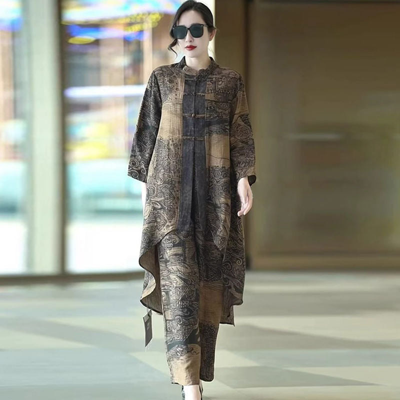 Ensemble de deux pièces de pantalons asymétrique haut et large