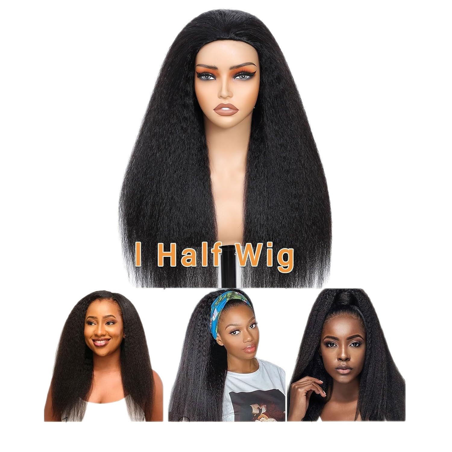 Femmes String-Style Middle-Part Perruque droite longue dans les cheveux synthétiques