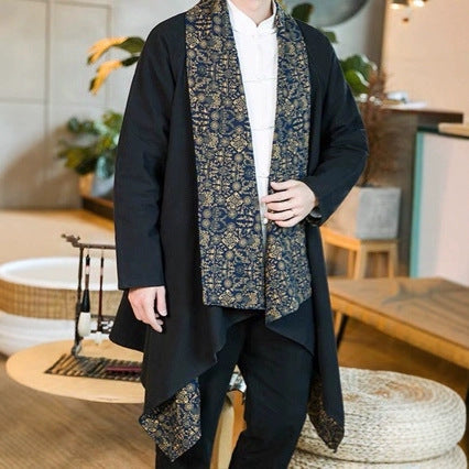 Manteau à manches longues à double assise pour hommes