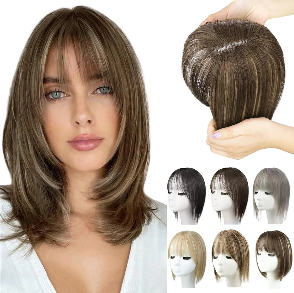 Wig Women's Natural Lightweight Breathable Cover Cheveux Gris Invisibles