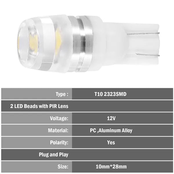 Ampoules de voiture à LED 20Pcs T10 2323SMD 6500K de remplacement de lampes auto blanches pour la porte de carte dôme