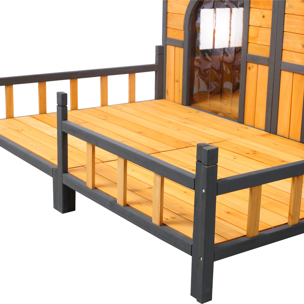 Grande maison de chien en bois extérieur Double XL Kennel de chien avec plancher élevé et porche