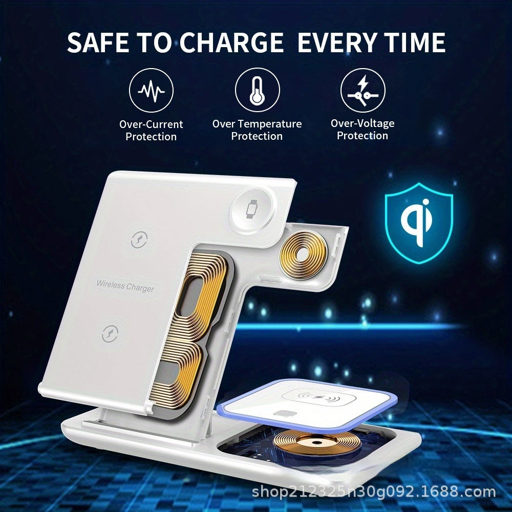 Chargeur sans fil pliant de quatre en un Chargeur sans fil de trois en un