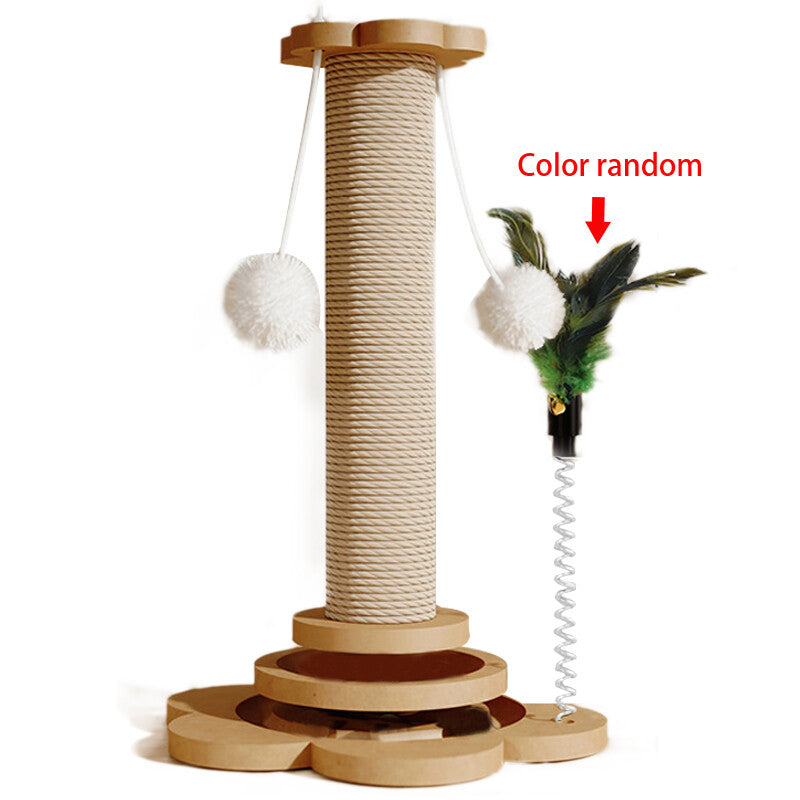 LARGE TALL CAT SCRATCHING POST STRONG NATURAL SISAL POLE HEAVY DUTY BASE 46CM