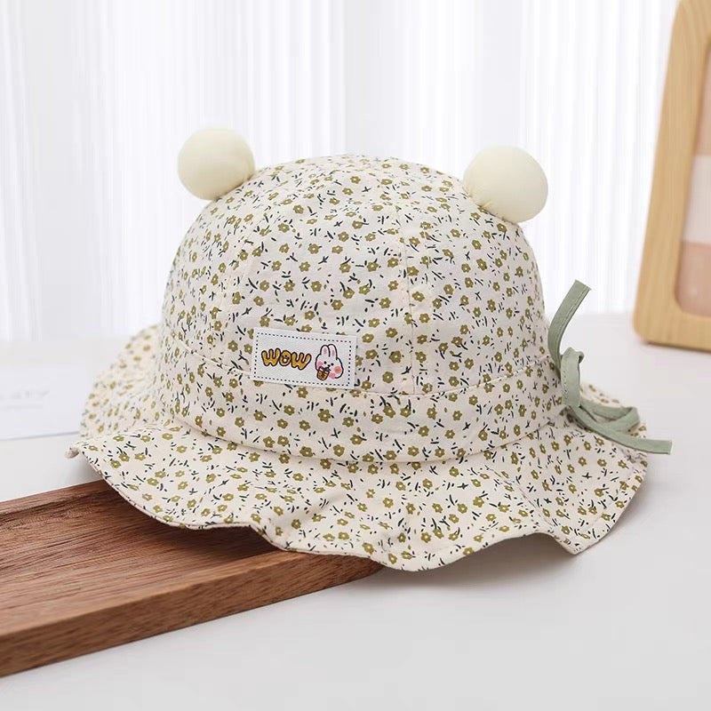 Summer Girls' Floral Print Brim Wave-edge Doux et confortable chapeau respirant